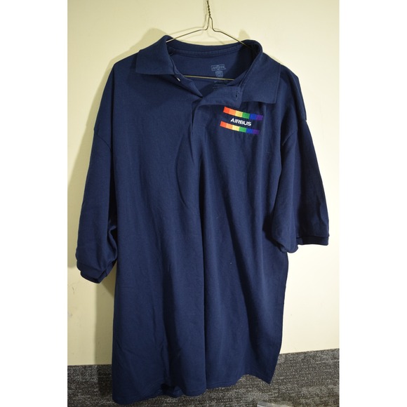 Airbus RAINBOW Embroidered Logo Blue Polo Shirt Mens XXL 2XL Tall